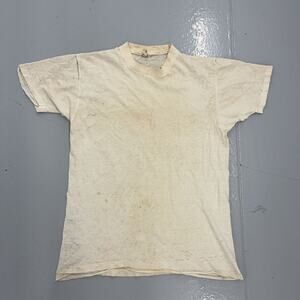 Vintage 60s Mayo White Distressed Blank Cotton T-Shirt